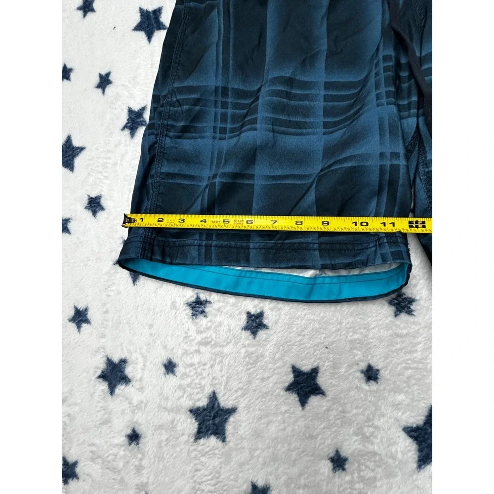Speedo Mens L Blue Plaid Board Shorts Swim Trunks Cargo Pocket Beach Surf
